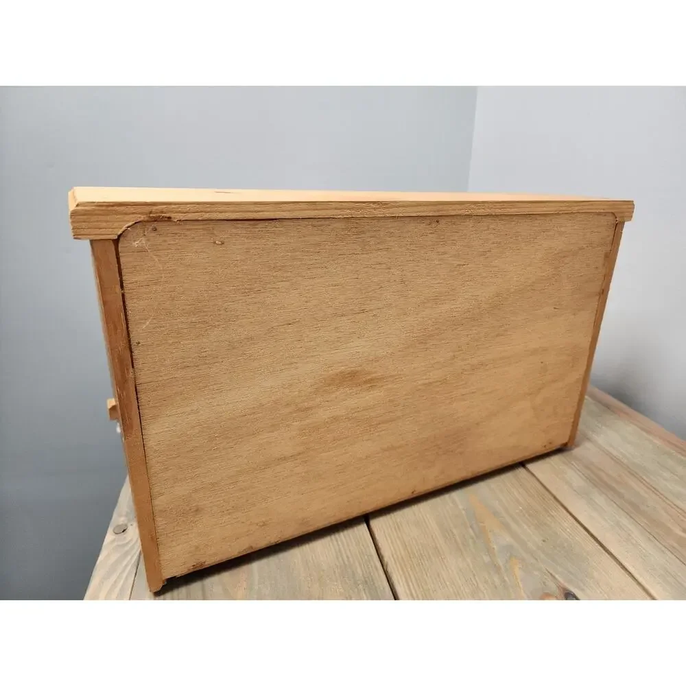 Rustic Farmhouse wooden roll top bread box classic slatted tambour door